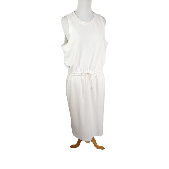 Athleta Seasoft Midi Dress White Drawstring Waist Sleeveless Drapey Size M - Picture 7 of 16